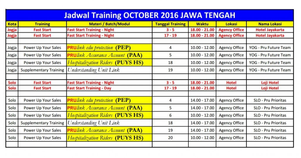 JADWAL TED - OKTOBER 20161
