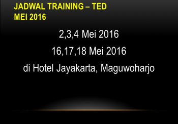 JADWAL TRAINING TED YOG – MEI 2016