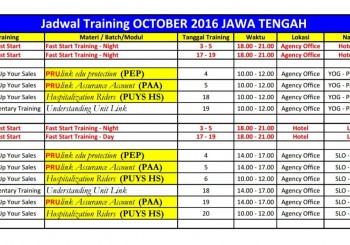 JADWAL TRAINING TED – OKTOBER JAWA TENGAH
