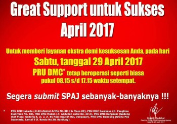 GREAT SUPPORT UNTUK SUKSES APRIL 2017